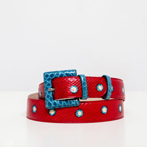 Cintura Donna DOTTI <br> Pitone Rosso, Coccodrillo <br> 36mm