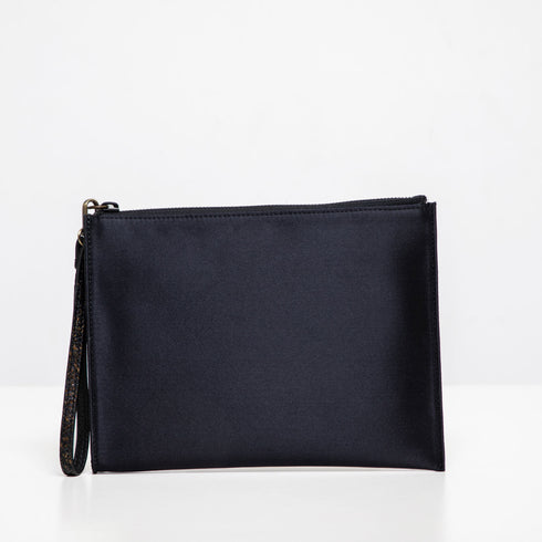 Pochette DOTTI <br> Raso Nero e Coccodrillo