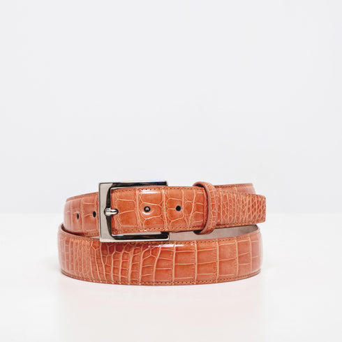 Cintura Uomo DOTTI <br>Coccodrillo Salmone<br>33 mm