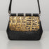Mini Crossbody <br> Coccodrillo Nero Oro, Struzzo