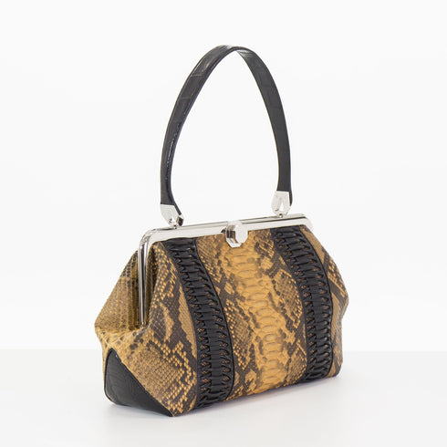 LUNA <br> Pitone Ocra, Struzzo, Alligatore e Karung