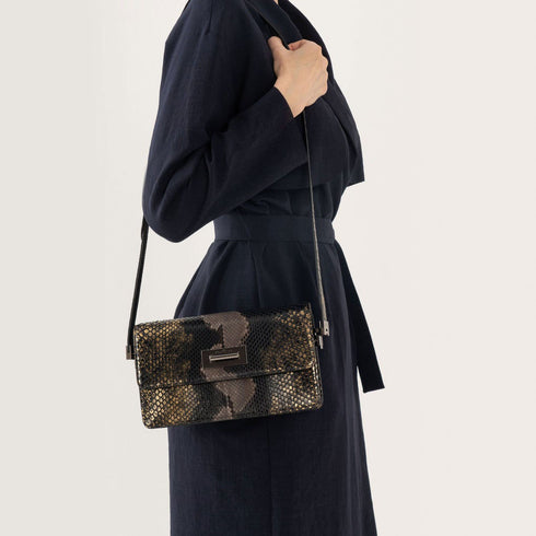 SHOULDER BAG<br> Black Python