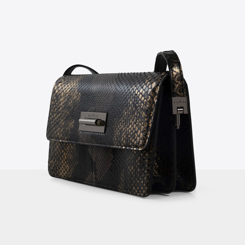 SHOULDER BAG<br> Black Python